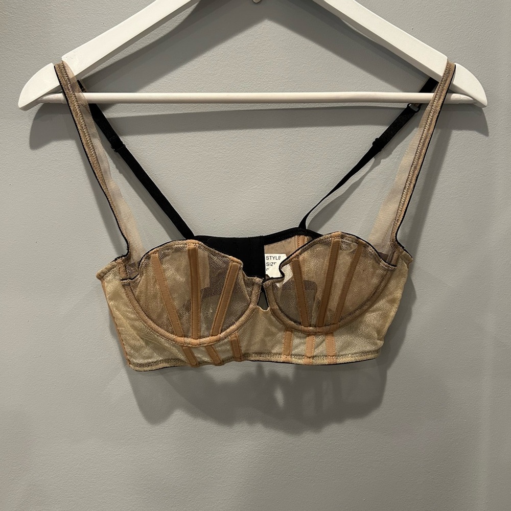 Stylish Tan Mesh Bralette